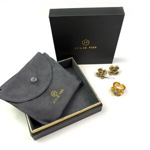 New Julie Vos 24k Overlay Chunky Ring and Earring set size 8